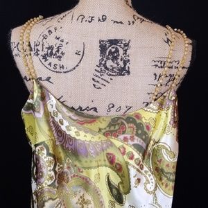 Allen Schwartz paisley slip dress beaded straps c3